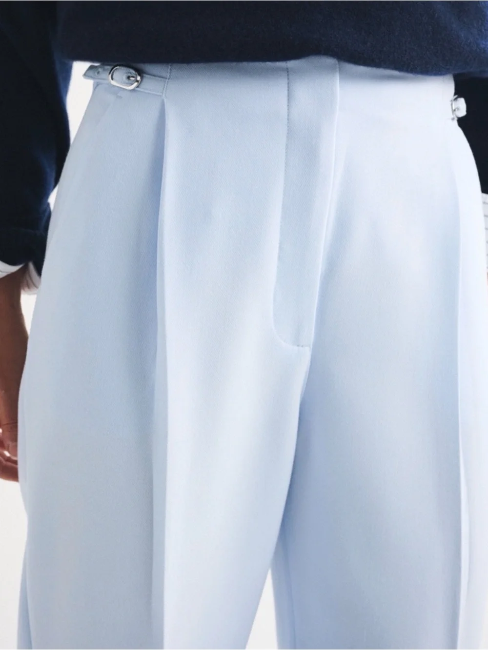 Abercrombie & Fitch Light Blue High-Rise Wide-Leg Trousers
